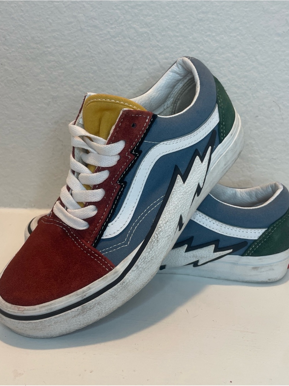 Vans Multi-Color Lightning-Stripe Skate Sneaker - Red/Blue/Green/Yellow